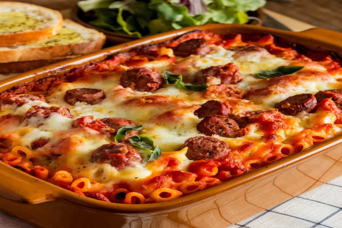Sausage and Chorizo Pasta Bake