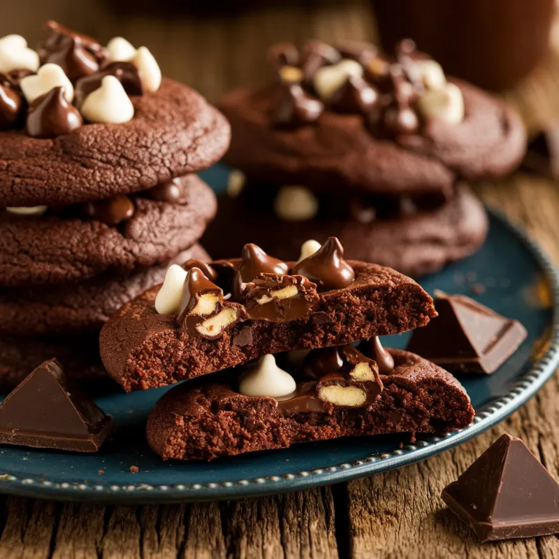 triple chocolate chip cookies